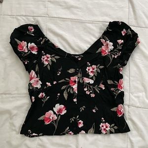 Black shirt with flowers